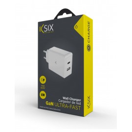 Chargeur Ultra-Rapide Secteur KSIX USB-C 65W - Blanc