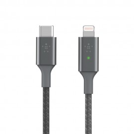 Câble USB-C Smart LED Vers Lightning Belkin 1.2M - Gris