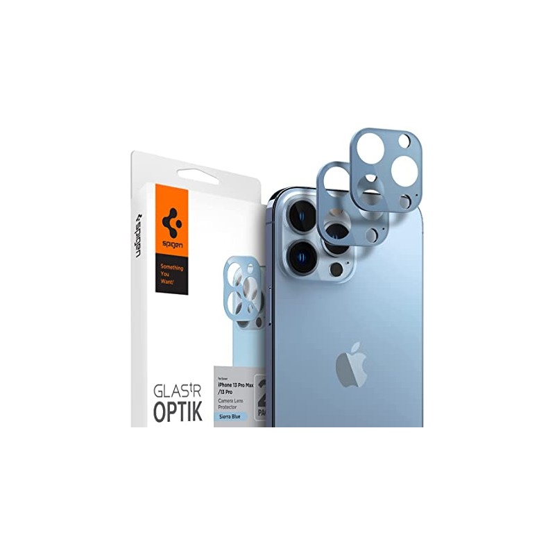 Protection caméra verre trempé + aluminium pour iPhone 12 / 12 Mini (Bleu)