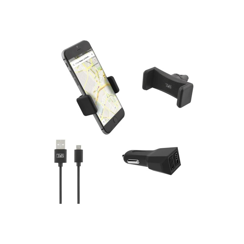 Pack 3 en 1 Support Voiture + Chargeur + Cable Micro-USB T'nB
