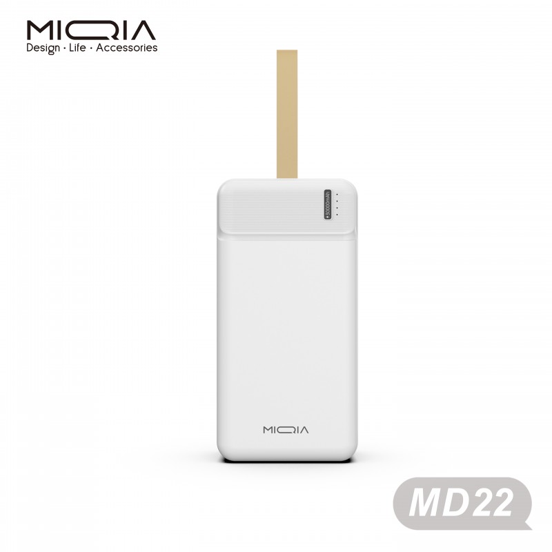 Power Bank Miqia 30000 mAh avec câble USB-C - Blanc