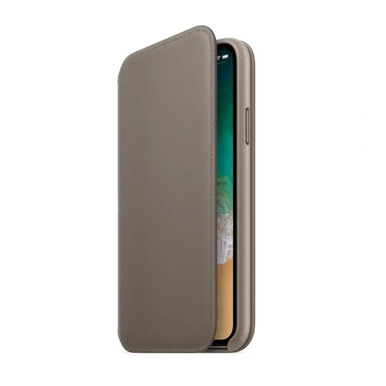 Étui Folio en cuir Folio IPhone X - Taupe