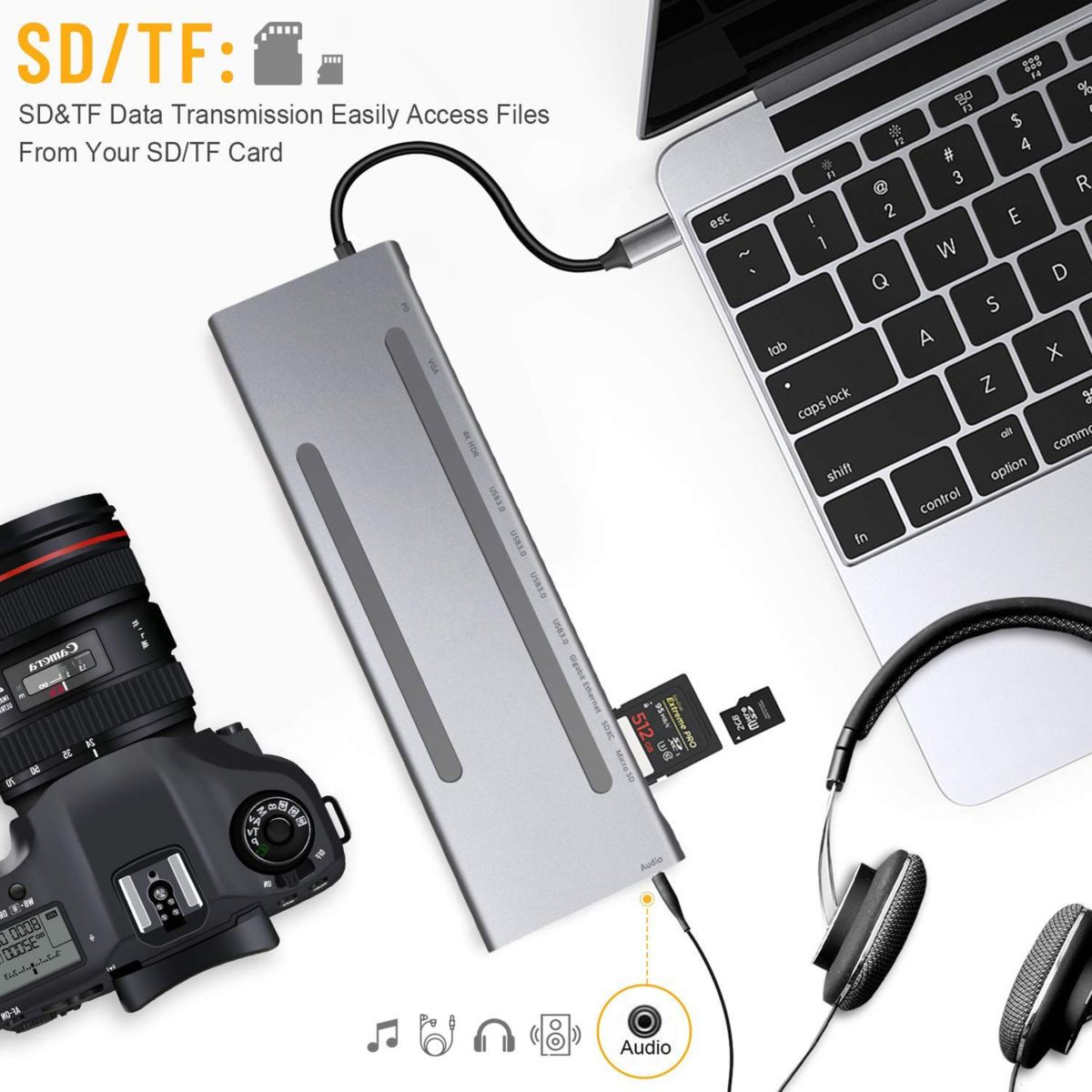 Hub Dock USB-C T'nB 11 en 1 Aluminum