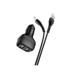 Chargeur Voiture hoco + Cable Lightning Avec double Port USB 2.4A Black