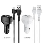 Chargeur Voiture hoco + Cable Lightning Avec double Port USB 2.4A White