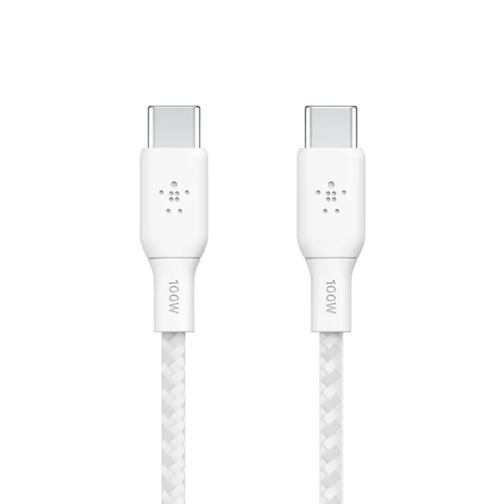 Cable USB-C Vers USB-C Belkin 100W 2M - Blanc Cable USB-C Vers USB-C Belkin 100W 2M - Blanc