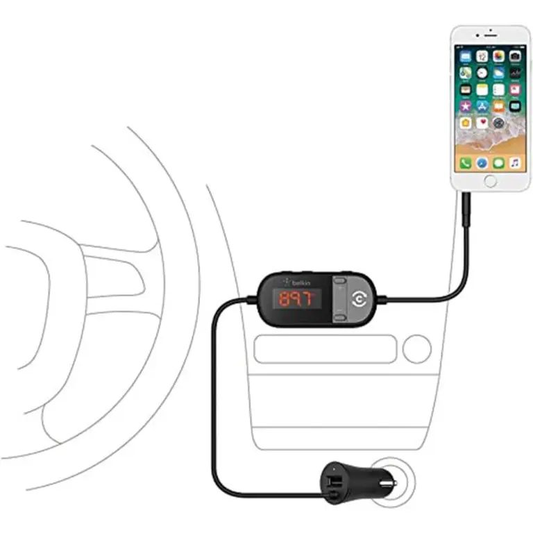 Émetteur TuneCast® 3,5 mm vers FM avec chargeur de voiture - Noir