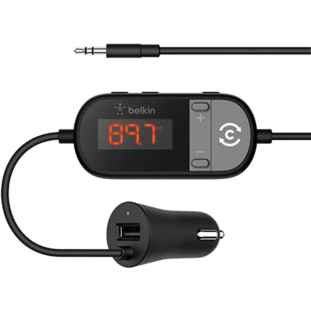 Émetteur TuneCast® 3,5 mm vers FM avec chargeur de voiture - Noir Émetteur TuneCast® 3,5 mm vers FM avec chargeur de voiture - Noir