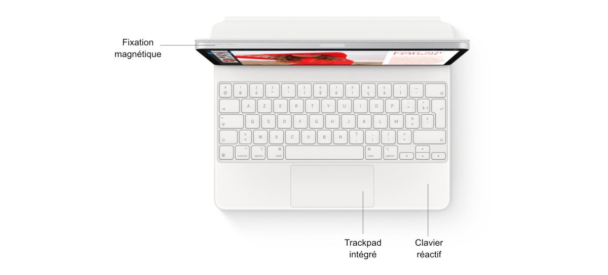 Magic Keyboard pour iPad Pro 12.9" 4é gén. - Francais - Blanc Magic Keyboard pour iPad Pro 12.9" 4é gén. - Francais - Blanc