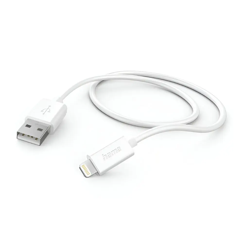 cable hama Cable USB-A Vers Lightning Hama 1M - Blanc – Image 1