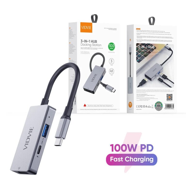 Hub Type-C Vidvie 3 en 1 - Dark Grey