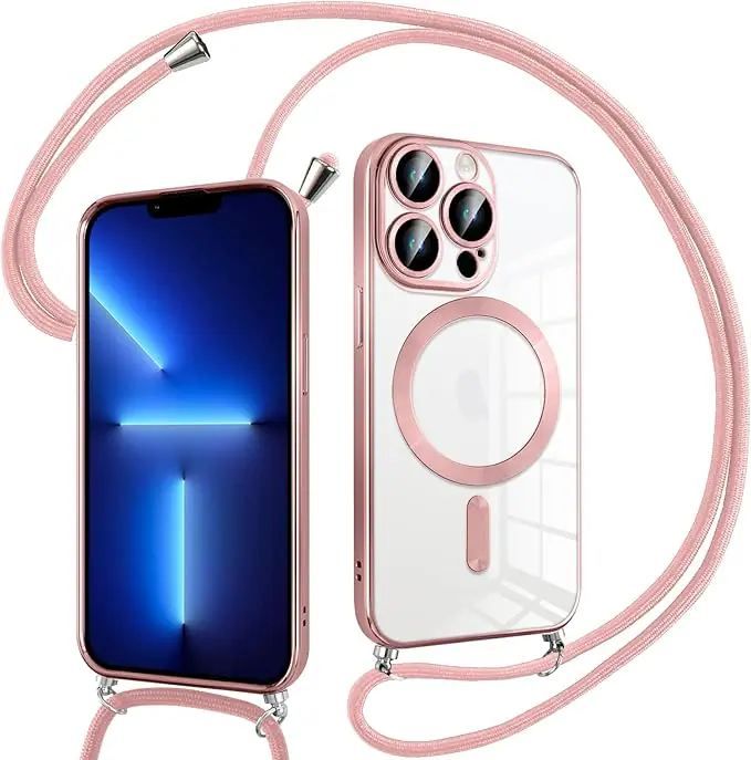 coque avec magsafe pour iphone 15 pro max rose