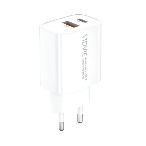 Chargeur Secteur VIDVIE Type-C 20W + USB 18W Fast Charging