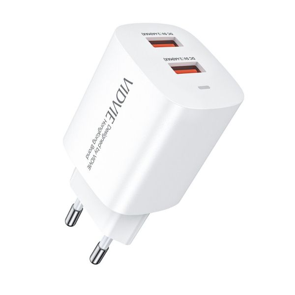 Chargeur VIDVIE 2*Ports USB + Cable Type-C 2.4A