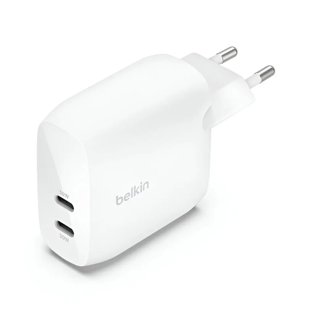 chargeur belkin 60 W (2) Chargeur Rapide Secteur Belkin 60W (2*USB-C) - Blanc – Image 1