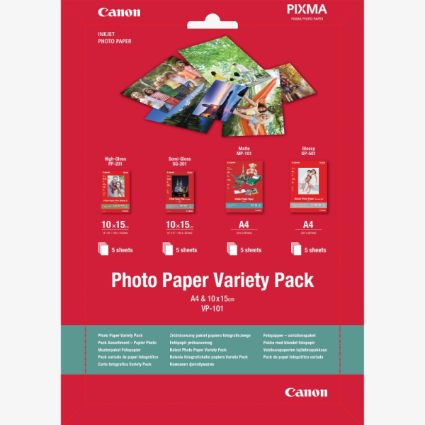 Pack Assortiment Papier Photo Canon Plus VP-101