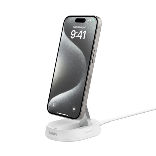 Support de Recharge Magnétique Belkin Qi2 et Pliable 15W - Blanc