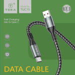 Cable Type-C Vers USB-A TERA  Extra Strong 1m - Noir – Image 2