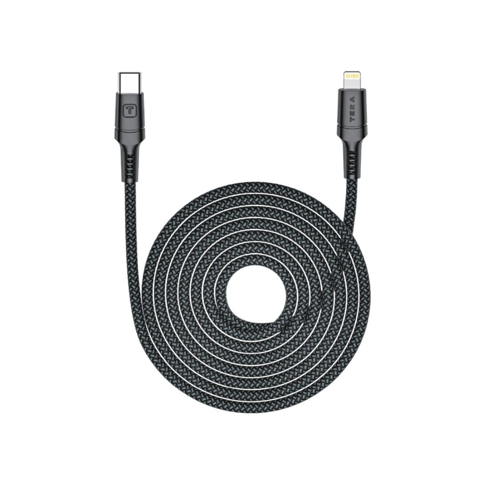 Cable USB-C Vers Lightning TERA Fast Charging 1m - Noir Cable USB-C Vers Lightning TERA Fast Charging 1m - Noir
