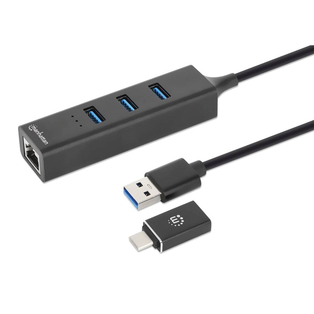 hub-usb-3-0-type-c-manhattan-3-ports-cable-65cm-noir Hub USB 3.0 Type-C manhattan 3 ports cable 65cm noir
